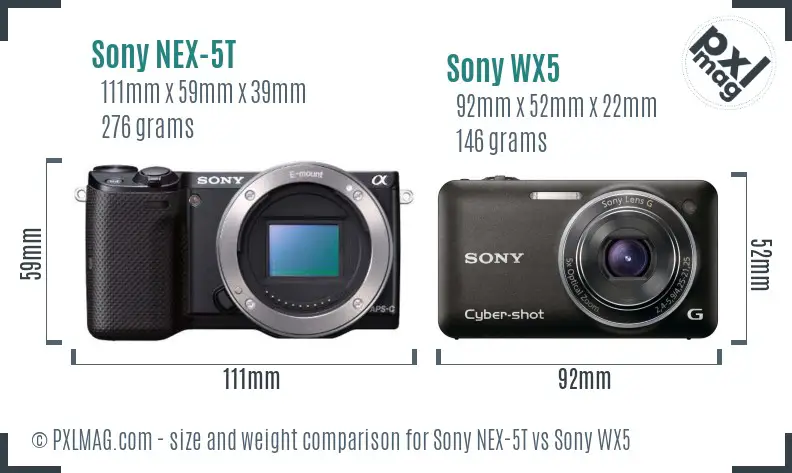 Sony NEX-5T vs Sony WX5 size comparison