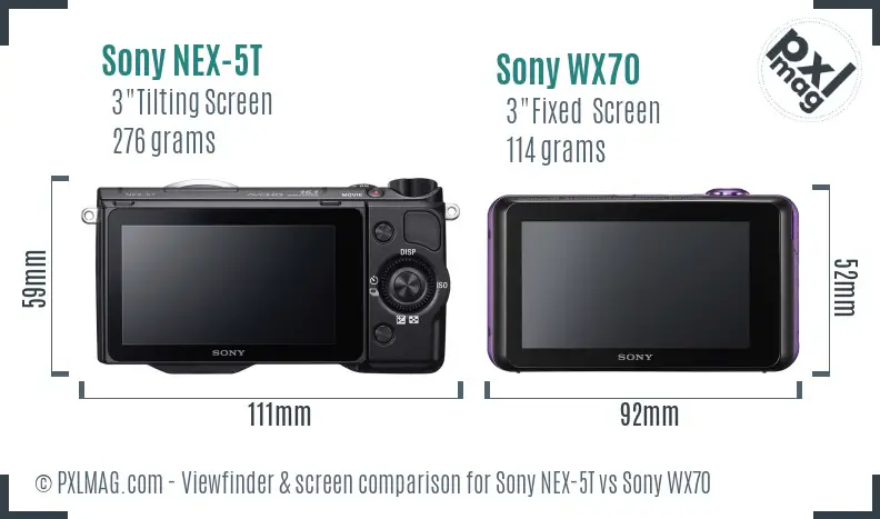 Sony NEX-5T vs Sony WX70 Screen and Viewfinder comparison
