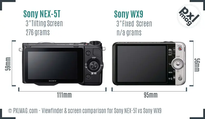 Sony NEX-5T vs Sony WX9 Screen and Viewfinder comparison