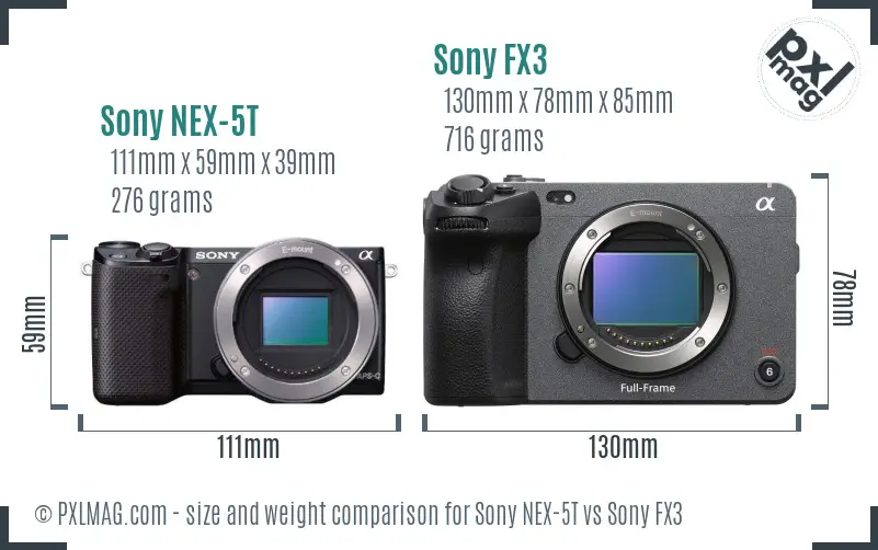 Sony NEX-5T vs Sony FX3 size comparison Sony NEX-5T vs Sony FX3 size comparison