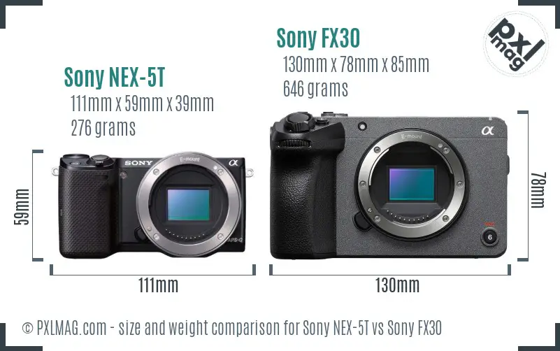 Sony NEX-5T vs Sony FX30 size comparison