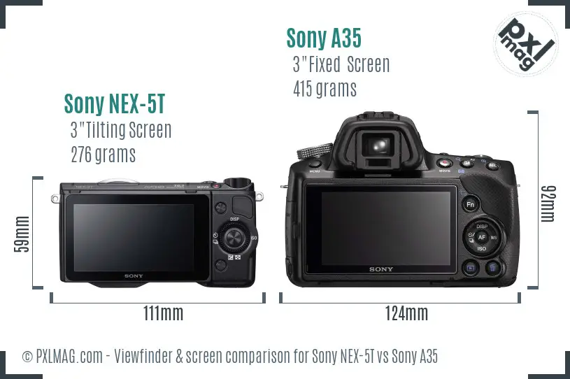 Sony NEX-5T vs Sony A35 Screen and Viewfinder comparison