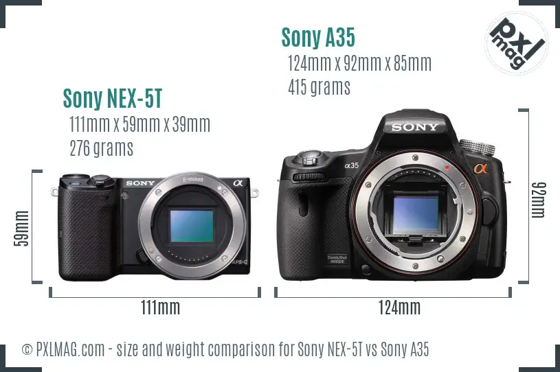 Sony NEX-5T vs Sony A35 size comparison