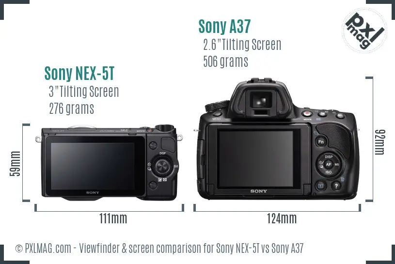 Sony NEX-5T vs Sony A37 Screen and Viewfinder comparison