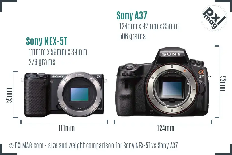 Sony NEX-5T vs Sony A37 size comparison