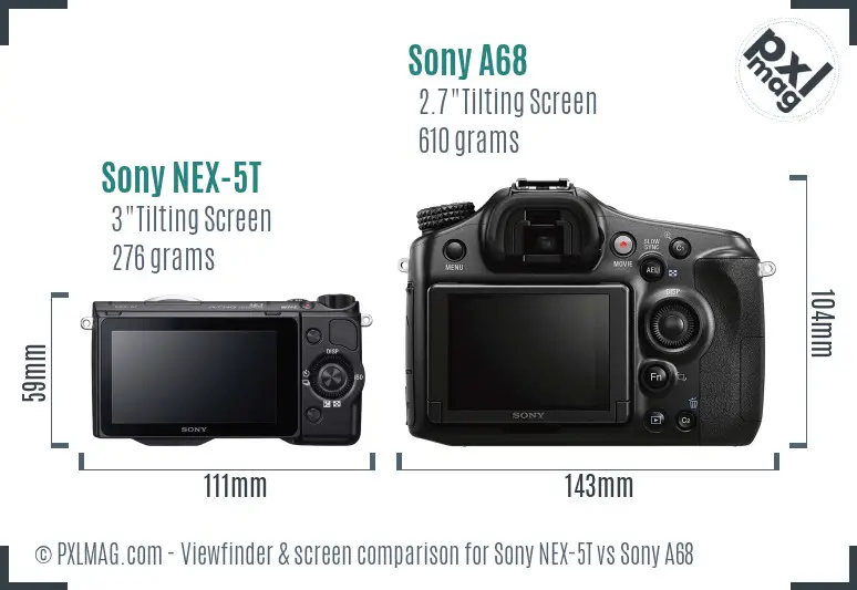 Sony NEX-5T vs Sony A68 Screen and Viewfinder comparison