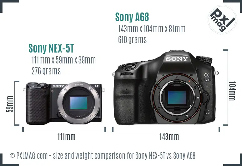 Sony NEX-5T vs Sony A68 size comparison