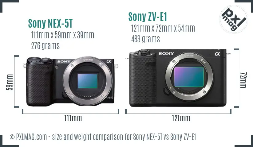 Sony NEX-5T vs Sony ZV-E1 size comparison Sony NEX-5T vs Sony ZV-E1 size comparison