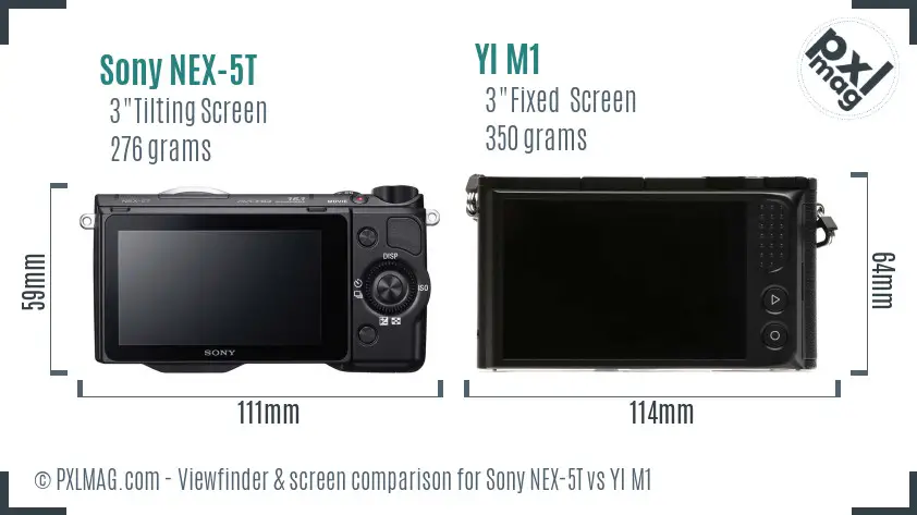 Sony NEX-5T vs YI M1 Screen and Viewfinder comparison