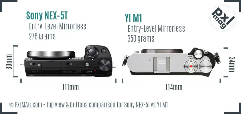 Sony NEX-5T vs YI M1 top view buttons comparison