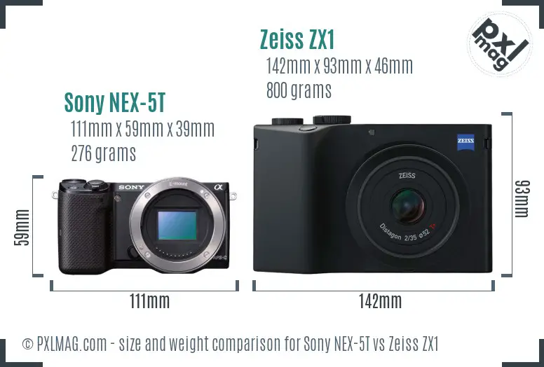 Sony NEX-5T vs Zeiss ZX1 size comparison