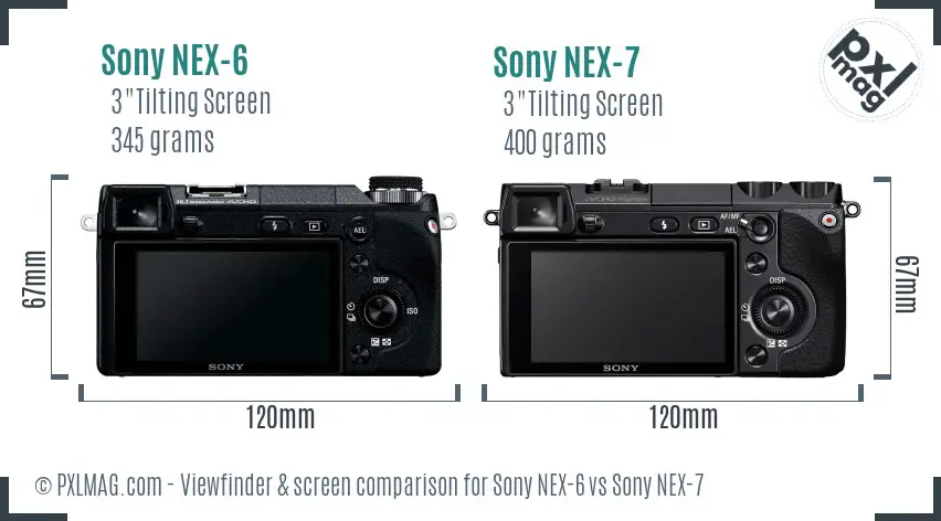 Sony NEX-6 vs Sony NEX-7 Screen and Viewfinder comparison