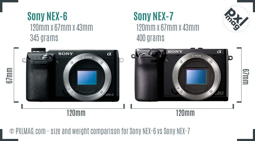 Sony NEX-6 vs Sony NEX-7 size comparison