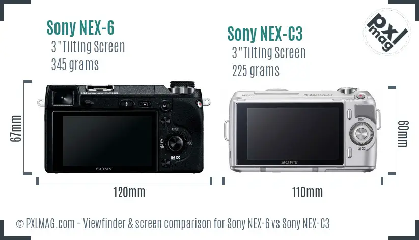 Sony NEX-6 vs Sony NEX-C3 Screen and Viewfinder comparison