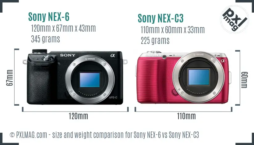 Sony NEX-6 vs Sony NEX-C3 size comparison