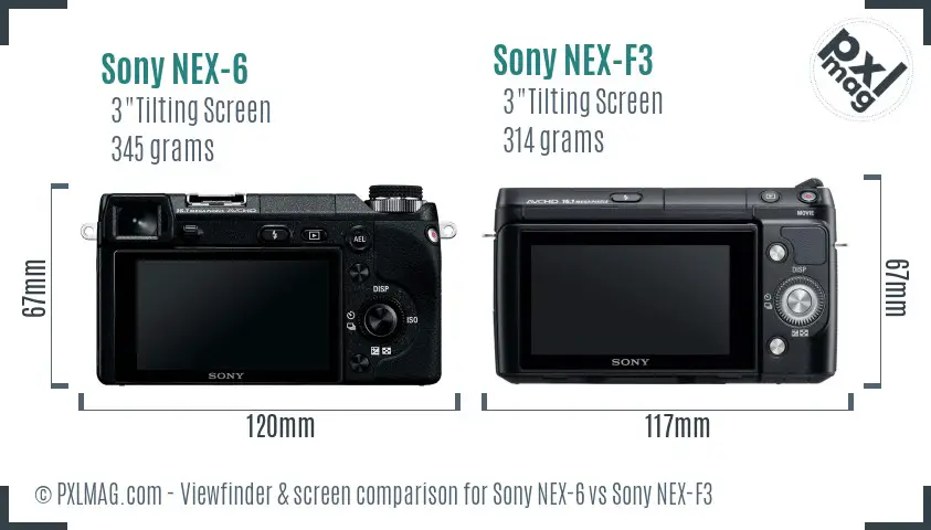 Sony NEX-6 vs Sony NEX-F3 Screen and Viewfinder comparison