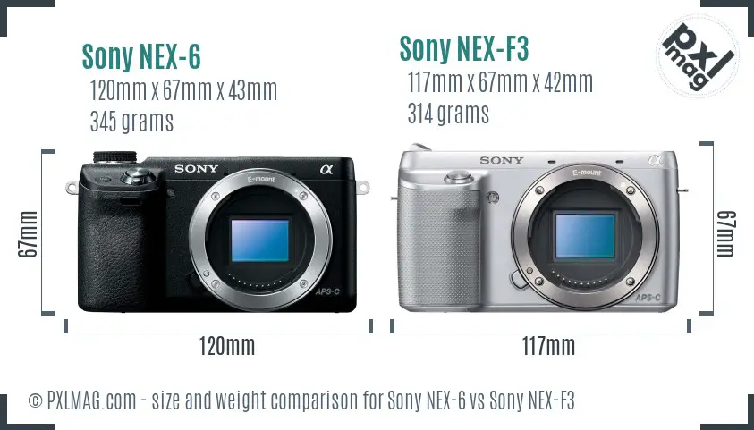 Sony NEX-6 vs Sony NEX-F3 size comparison