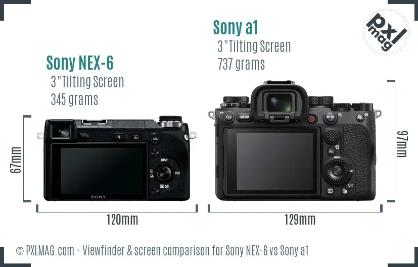 Sony NEX-6 vs Sony a1 Screen and Viewfinder comparison