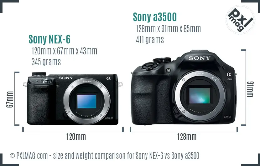 Sony NEX-6 vs Sony a3500 size comparison Sony NEX-6 vs Sony a3500 size comparison