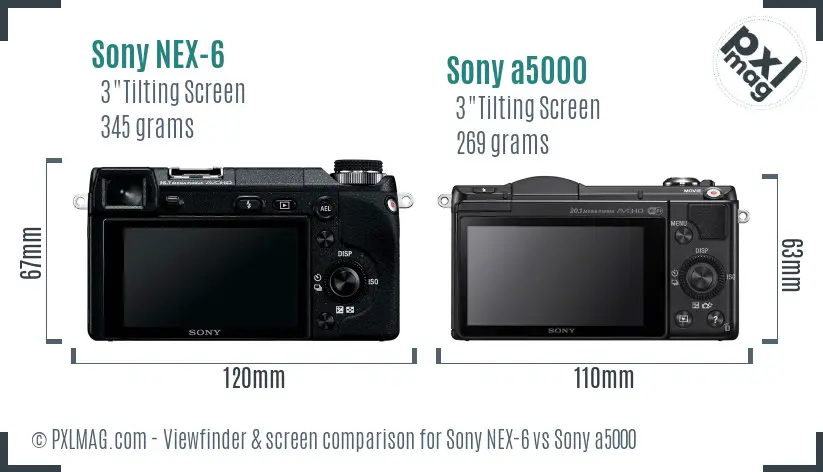 Sony NEX-6 vs Sony a5000 Screen and Viewfinder comparison