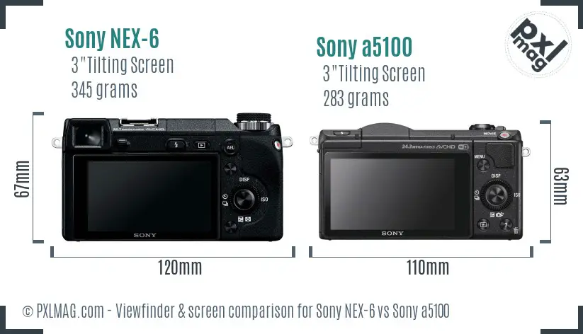 Sony NEX-6 vs Sony a5100 Screen and Viewfinder comparison Sony NEX-6 vs Sony a5100 Screen and Viewfinder comparison