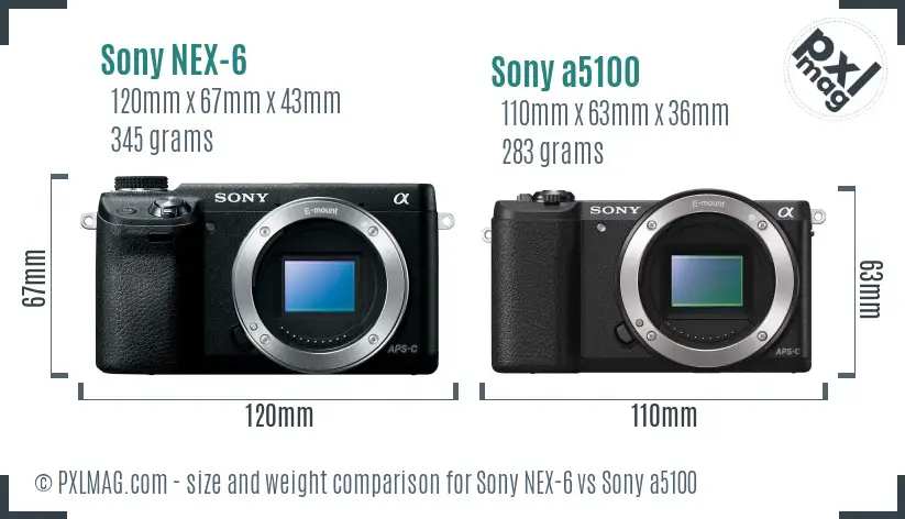 Sony NEX-6 vs Sony a5100 size comparison Sony NEX-6 vs Sony a5100 size comparison