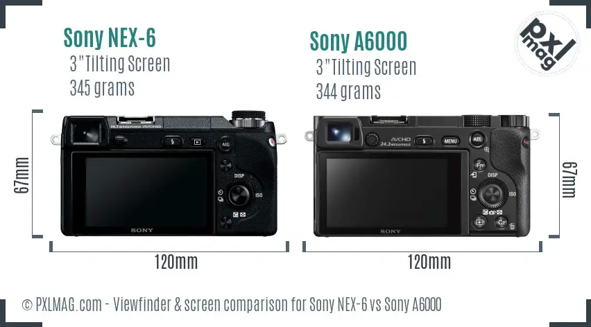 Sony NEX-6 vs Sony A6000 Screen and Viewfinder comparison