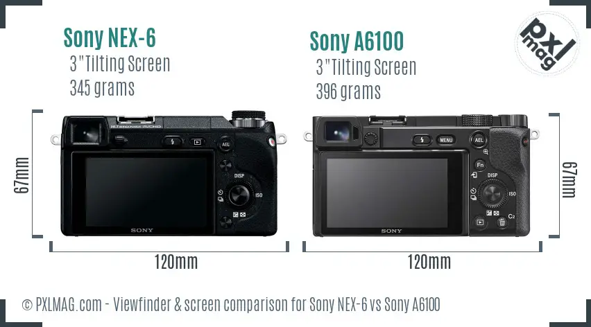 Sony NEX-6 vs Sony A6100 Screen and Viewfinder comparison