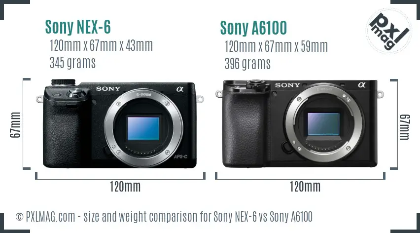 Sony NEX-6 vs Sony A6100 size comparison
