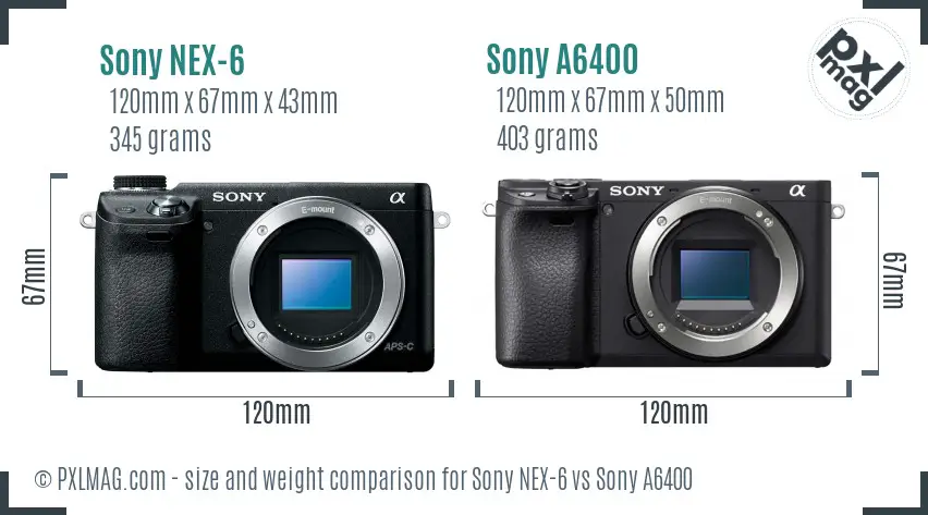 Sony NEX-6 vs Sony A6400 size comparison