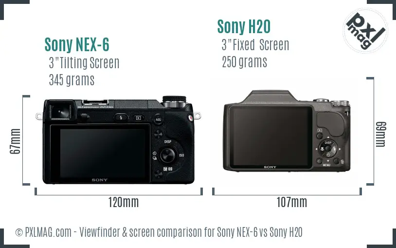 Sony NEX-6 vs Sony H20 Screen and Viewfinder comparison