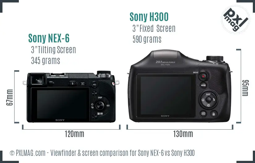 Sony NEX-6 vs Sony H300 Screen and Viewfinder comparison
