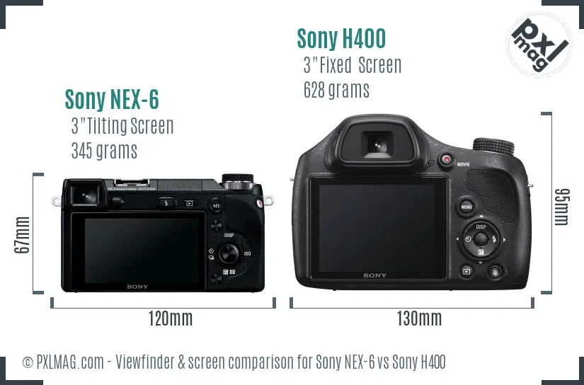 Sony NEX-6 vs Sony H400 Screen and Viewfinder comparison