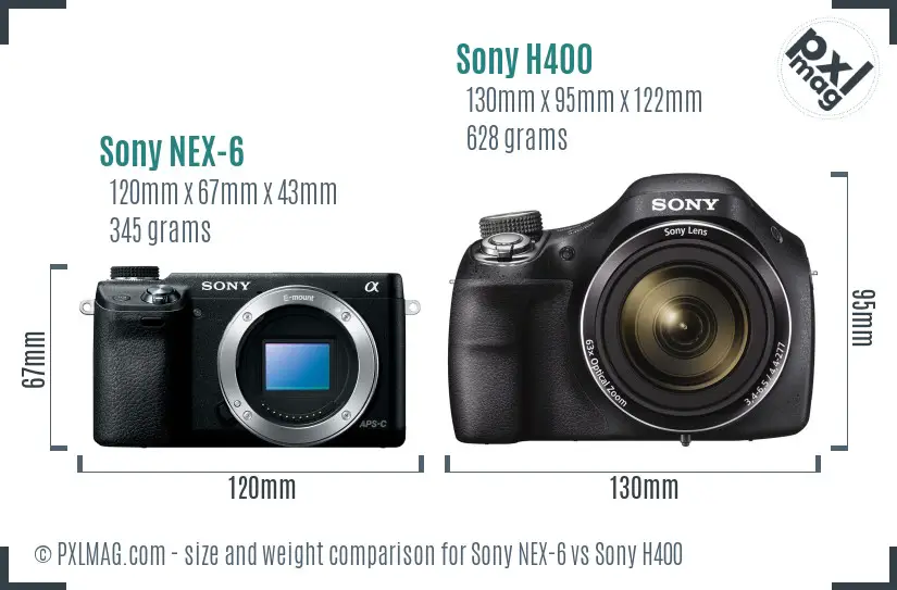 Sony NEX-6 vs Sony H400 size comparison