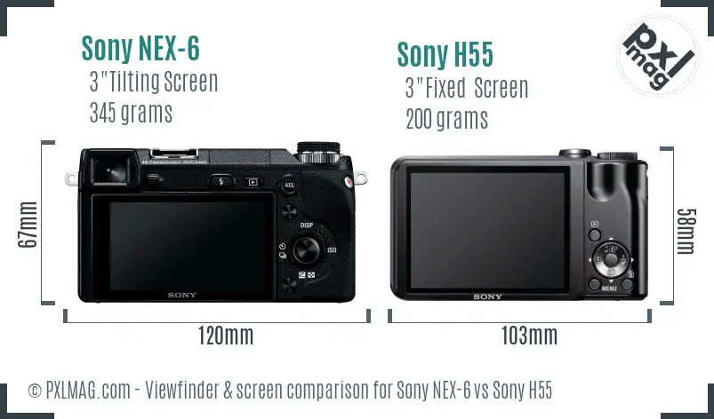 Sony NEX-6 vs Sony H55 Screen and Viewfinder comparison