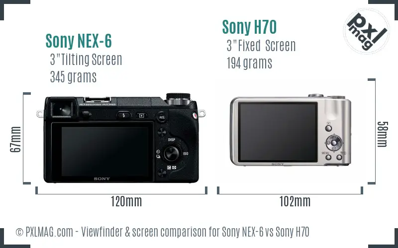 Sony NEX-6 vs Sony H70 Screen and Viewfinder comparison