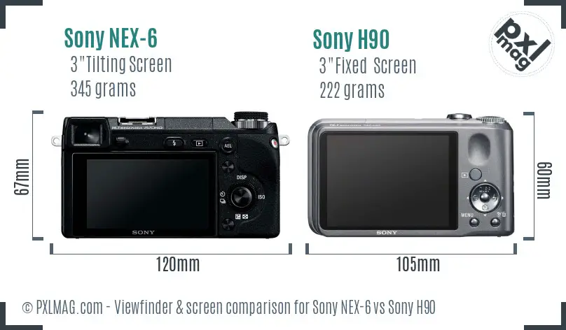 Sony NEX-6 vs Sony H90 Screen and Viewfinder comparison