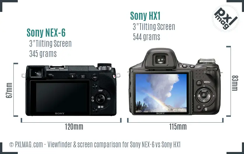 Sony NEX-6 vs Sony HX1 Screen and Viewfinder comparison