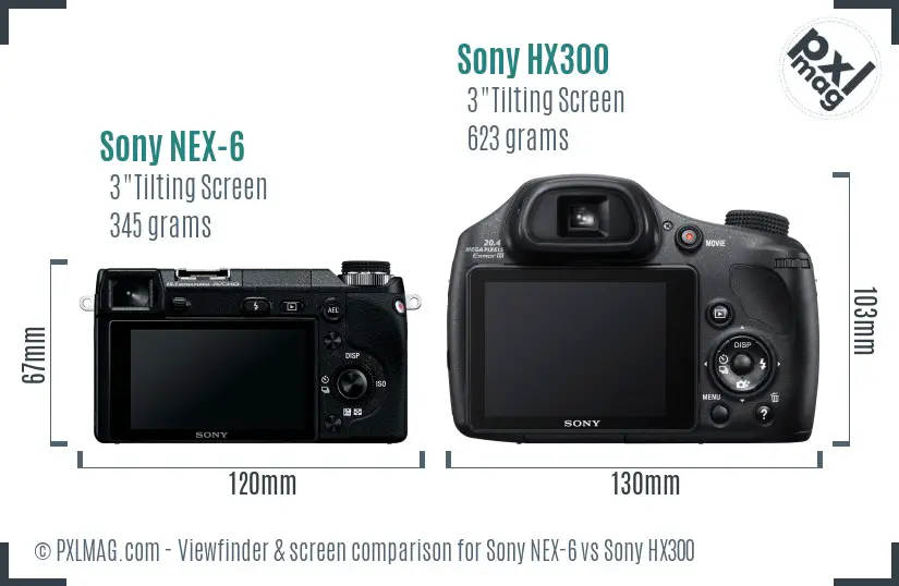 Sony NEX-6 vs Sony HX300 Screen and Viewfinder comparison
