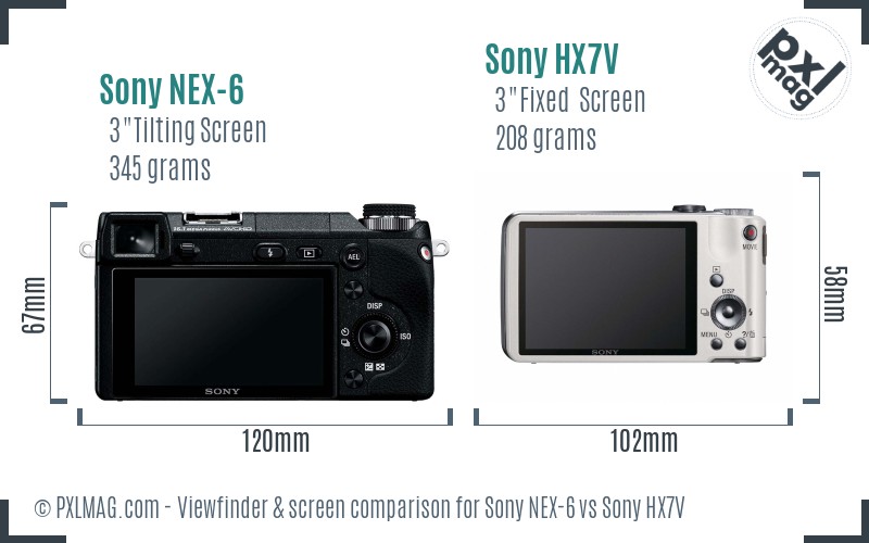 Sony NEX-6 vs Sony HX7V Screen and Viewfinder comparison