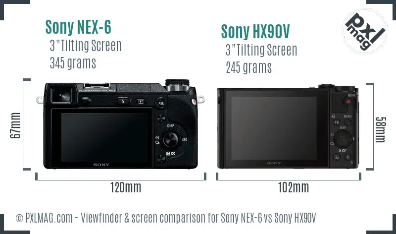 Sony NEX-6 vs Sony HX90V Screen and Viewfinder comparison
