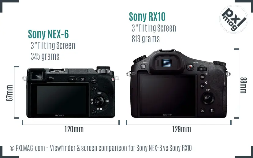 Sony NEX-6 vs Sony RX10 Screen and Viewfinder comparison