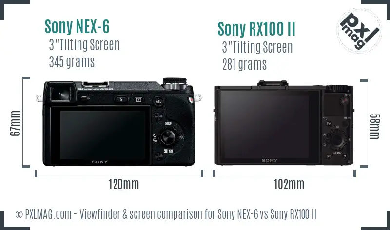 Sony NEX-6 vs Sony RX100 II Screen and Viewfinder comparison