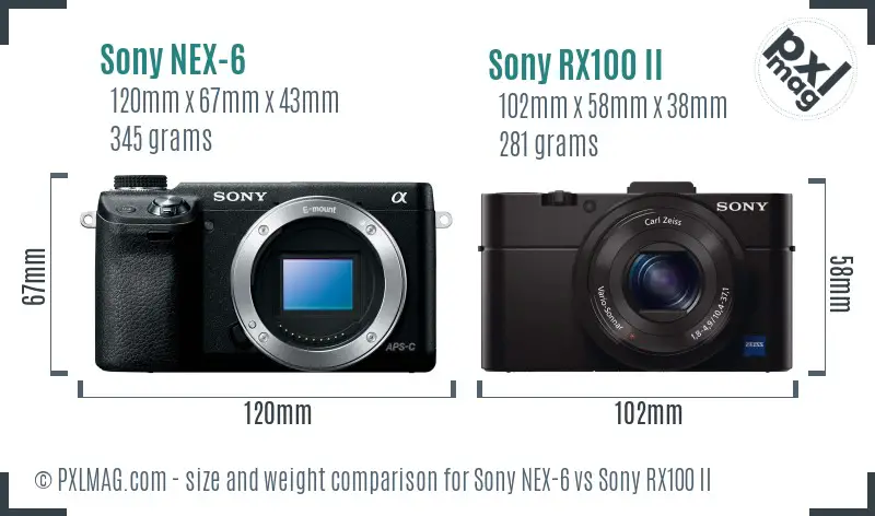 Sony NEX-6 vs Sony RX100 II size comparison