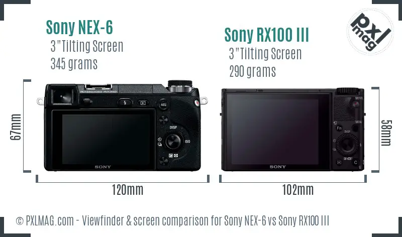 Sony NEX-6 vs Sony RX100 III Screen and Viewfinder comparison