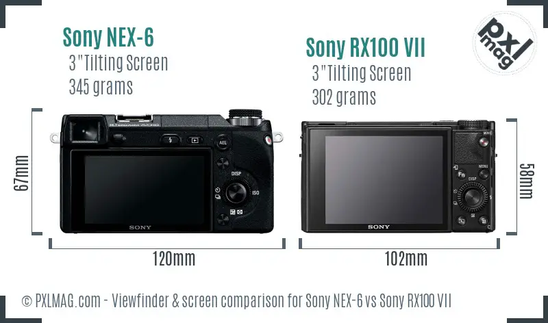 Sony NEX-6 vs Sony RX100 VII Screen and Viewfinder comparison