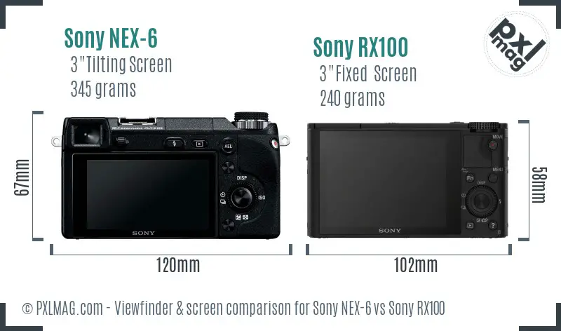 Sony NEX-6 vs Sony RX100 Screen and Viewfinder comparison