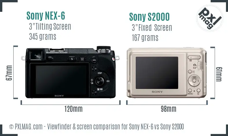 Sony NEX-6 vs Sony S2000 Screen and Viewfinder comparison