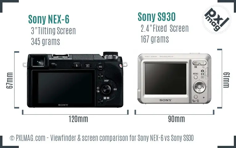 Sony NEX-6 vs Sony S930 Screen and Viewfinder comparison