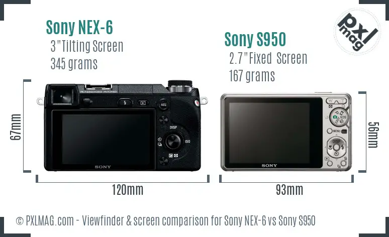 Sony NEX-6 vs Sony S950 Screen and Viewfinder comparison
